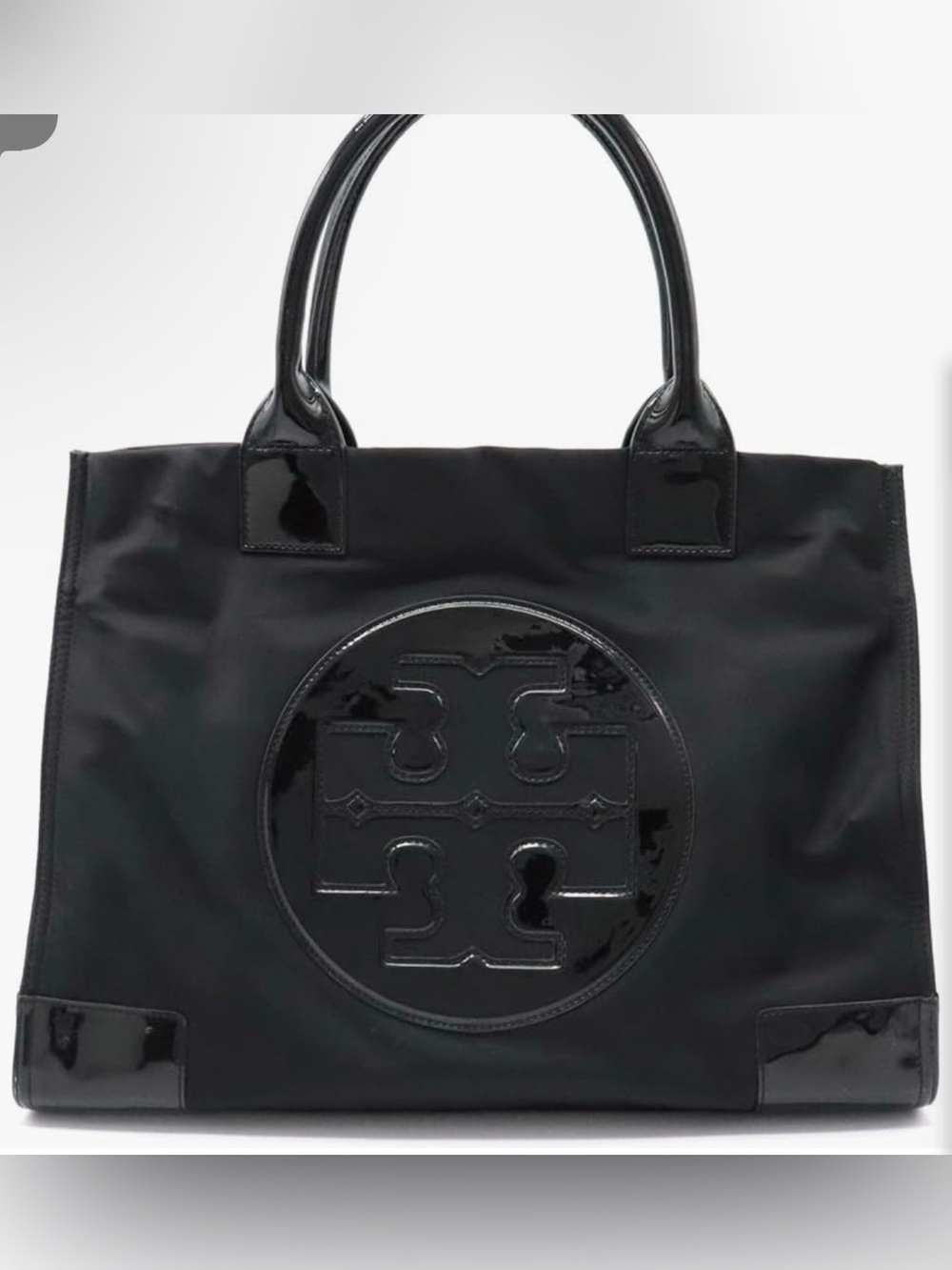 Tory Burch EUC Black Patent Logo Ella Tote Bag